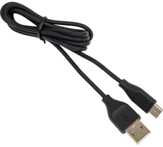 Кабель QUMO USB-Type C, 1м, 5/9/12В, 2A, 18Вт, оплетка PVC, коннектор PVC, круглый, черный 22470