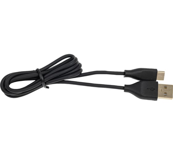 Кабель QUMO USB-Type C, 1м, 5/9/12В, 2A, 18Вт, оплетка PVC, коннектор PVC, круглый, черный 22470