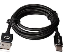 Кабель QUMO USB-Type C, 1м, 5/9/12В, 5A, 25Вт, оплетка нейлон, коннектор металл, черный 22472