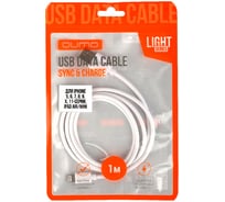 Кабель QUMO light series, USB-Apple 8 pin, 1м, 5В, 1A, оплетка PVC, коннектор PVC, белый 30502
