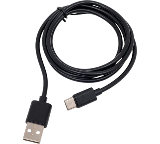 Кабель QUMO light series, USB-Type C, 1м, 5В, 1A, оплетка PVC, коннектор PVC, круглый, черный 30501