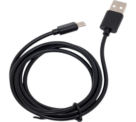 Кабель QUMO light series, USB-Type C, 1м, 5В, 1A, оплетка PVC, коннектор PVC, круглый, черный 30501