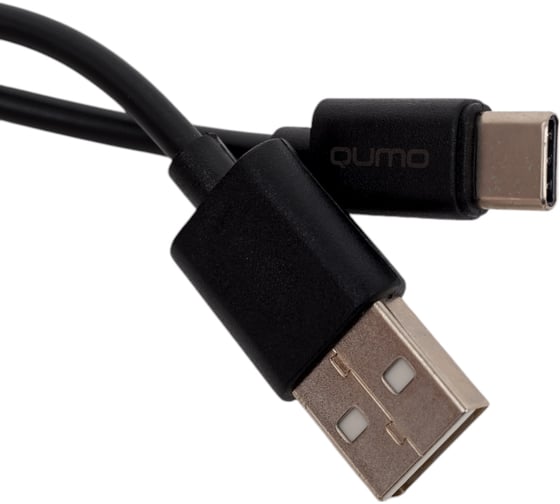 Кабель QUMO light series, USB-Type C, 1м, 5В, 1A, оплетка PVC, коннектор PVC, круглый, черный 30501