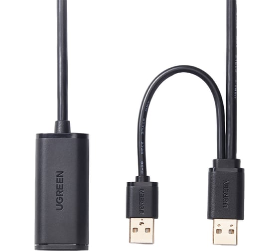 Кабель-удлинитель Ugreen US137 USB 2.0 Active, 10м, цвет черный 20214 1
