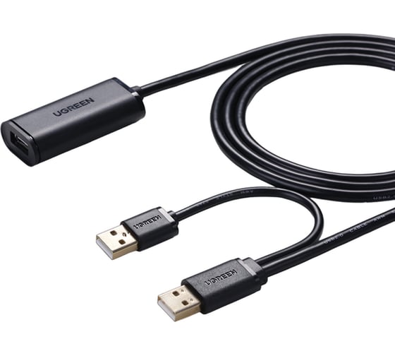 Кабель-удлинитель Ugreen US137 USB 2.0 Active, 10м, цвет черный 20214