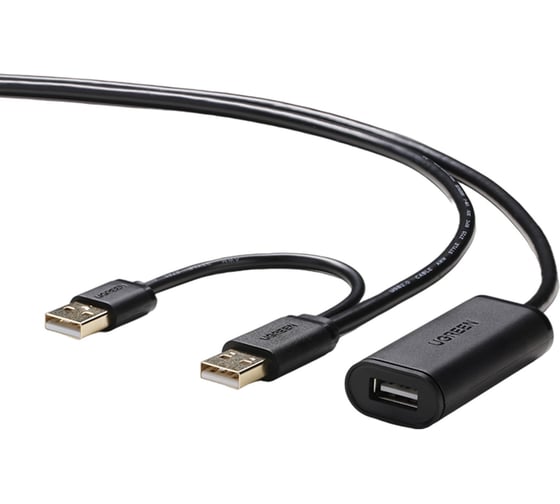 Кабель-удлинитель Ugreen US137 USB 2.0 Active, 10м, цвет черный 20214
