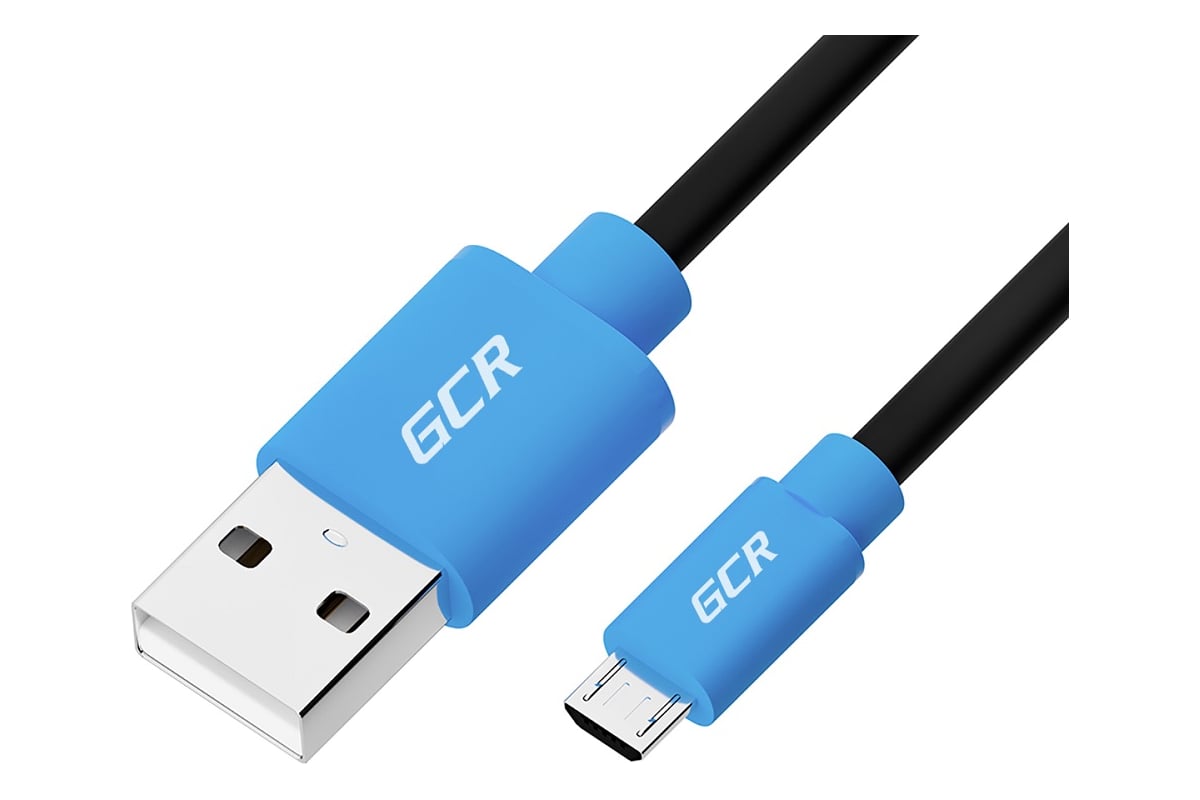 Кабель для зарядки телефона GCR microUSB, 1.0m, черный с синим  VIVUAI5MCB1-BB2S-1.0m - выгодная цена, отзывы, характеристики, фото -  купить в Москве и РФ