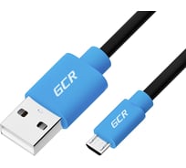 Кабель для зарядки телефона GCR microUSB, 1.0m, черный с синим VIVUAI5MCB1-BB2S-1.0m