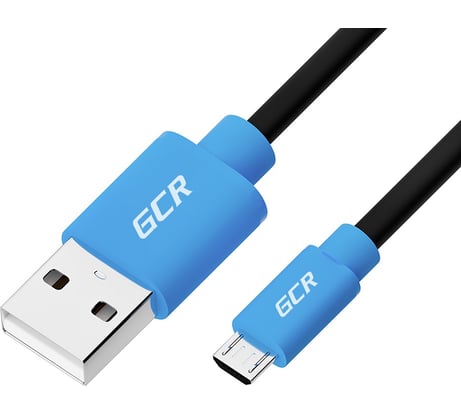 Кабель для зарядки телефона GCR microUSB, 1.0m, черный с синим VIVUAI5MCB1-BB2S-1.0m