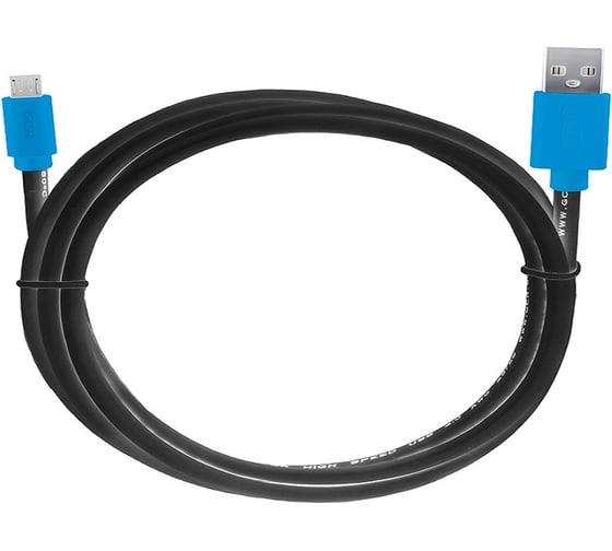 Кабель для зарядки телефона GCR microUSB, 1.0m, черный с синим VIVUAI5MCB1-BB2S-1.0m