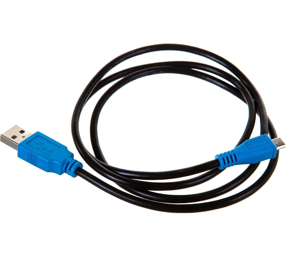 Кабель для зарядки телефона GCR microUSB, 1.0m, черный с синим VIVUAI5MCB1-BB2S-1.0m