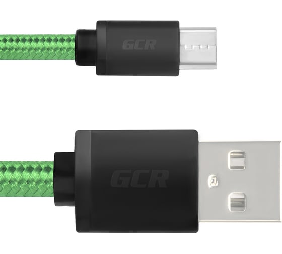 Кабель для зарядки телефона GCR TypeC, 3.0m, зеленый нейлон 51746