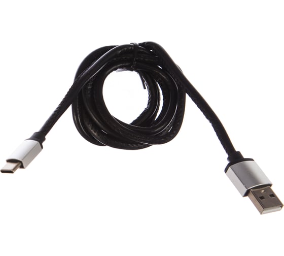 Кабель Intro USB TypeC, leather, 1.2м, черный Б0035661
