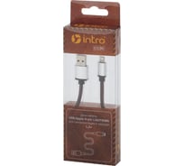 Кабель Intro USB/Apple 8pin lightning, leather, 1.2м, коричневый Б0035659