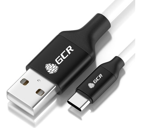 Кабель для зарядки телефона GCR TypeC, 2.0m, белый, алюминиевый корпус VIV51I756