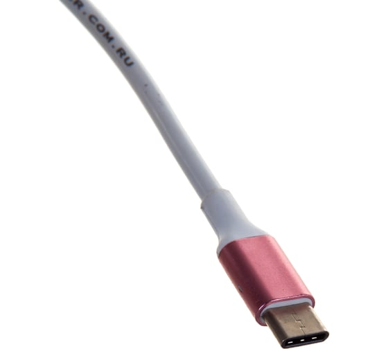 Кабель для зарядки телефона GCR TypeC, 1.0m, белый с розовым 50783