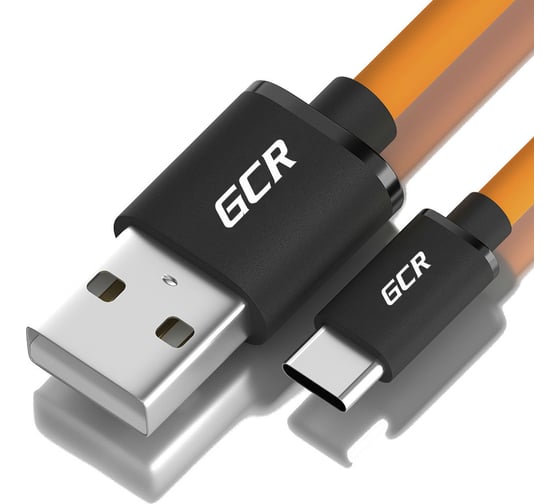 Кабель для зарядки телефона GCR TypeC, 0.5m, оранжевый 51917