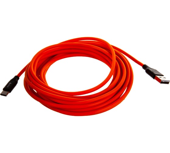 Кабель для зарядки телефона GCR TypeC, 5.0m, оранжевый 51751
