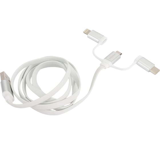 Кабель CROWN USB - microUSB/USB Type-C/Lightning CMCU-3182 white CM000002151