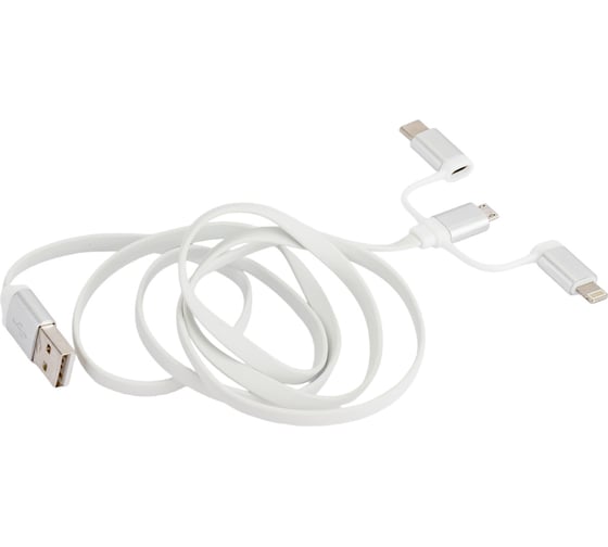 Кабель CROWN USB - microUSB/USB Type-C/Lightning CMCU-3182 white CM000002151