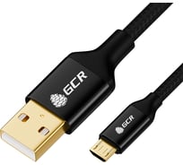 Кабель для зарядки телефона GCR microUSB, 1.2m, черный нейлон 52029