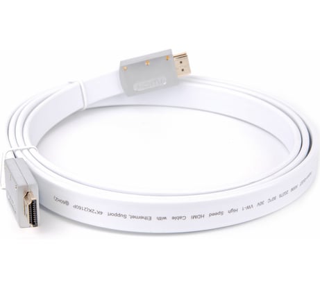 Кабель HDMI AOpen/Qust 19M/M ver 2.0, 1.8M серебряно-белый Flat ACG568F-S-1.8M