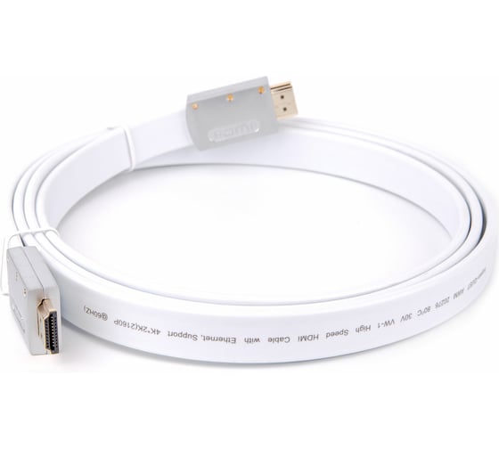 Кабель HDMI AOpen/Qust 19M/M ver 2.0, 1.8M серебряно-белый Flat ACG568F-S-1.8M 1