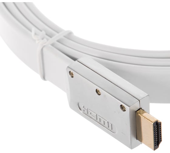 Кабель HDMI AOpen/Qust 19M/M ver 2.0, 1.8M серебряно-белый Flat ACG568F-S-1.8M