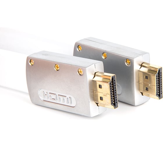 Кабель HDMI AOpen/Qust 19M/M ver 2.0, 10M, серебряно-белый Flat ACG568F-S-10M