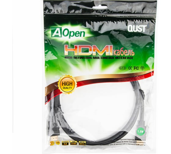 Кабель HDMI AOpen/Qust 19M/M ver 2.0, 1.5М Aopen ACG711-1.5M