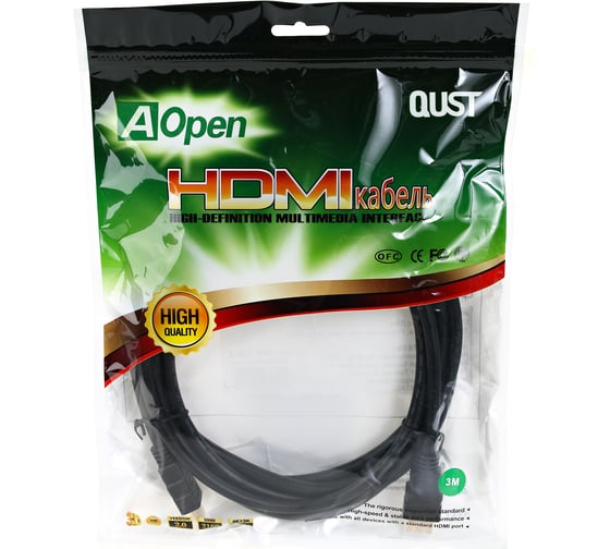 Кабель HDMI AOpen/Qust 19M/M ver 2.0, 3М Aopen ACG711-3M
