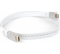 Кабель HDMI AOpen/Qust 19M/M ver 2.0, 1M серебряно-белый Flat ACG568F-S-1M