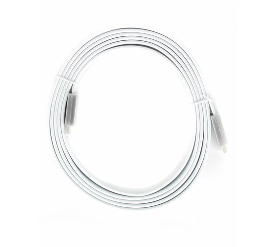 Кабель HDMI AOpen/Qust 19M/M ver 2.0, 3M серебряно-белый Flat ACG568F-S-3M