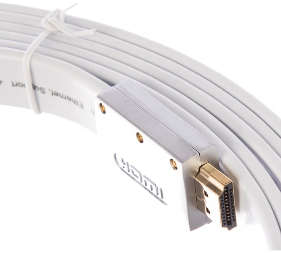 Кабель HDMI AOpen/Qust 19M/M ver 2.0, 3M серебряно-белый Flat ACG568F-S-3M