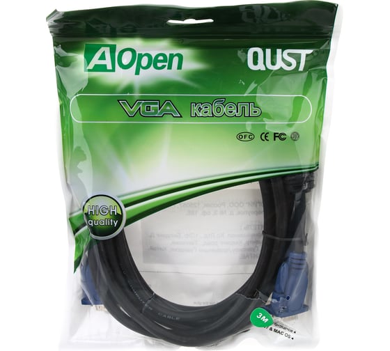 Кабель AOpen/Qust монитор-SVGA card 15M-15M 3м 2 фильтра ACG341AD-3M