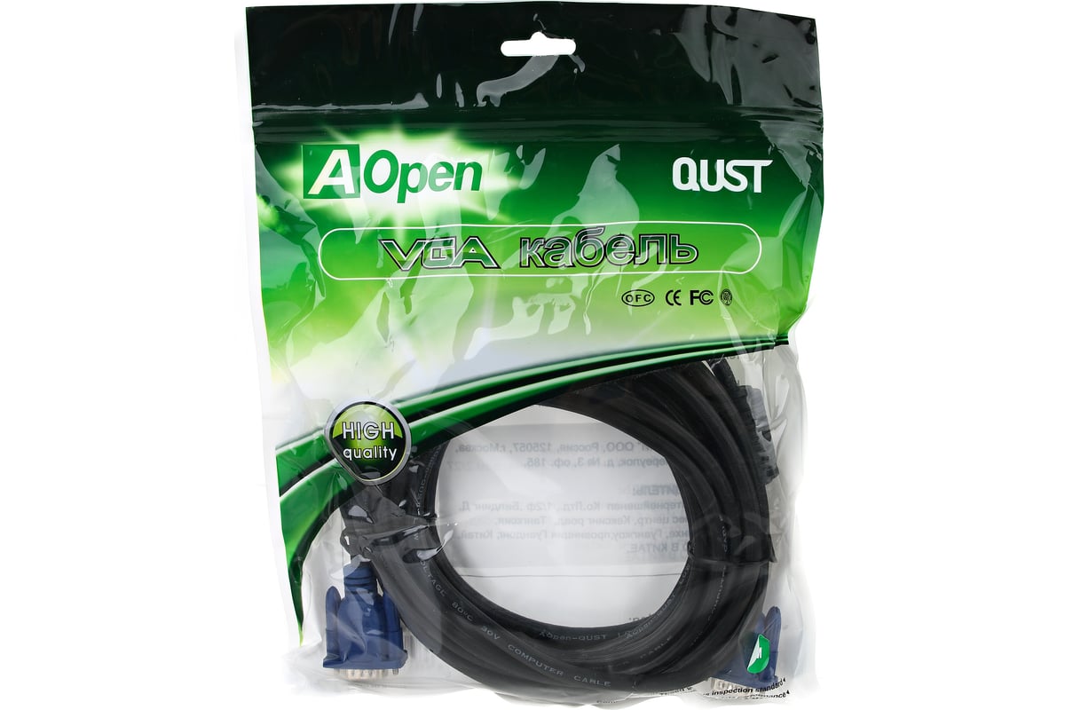 Кабель AOpen/Qust монитор-SVGA card 15M-15M 5м 2 фильтра ACG341AD-5M ...
