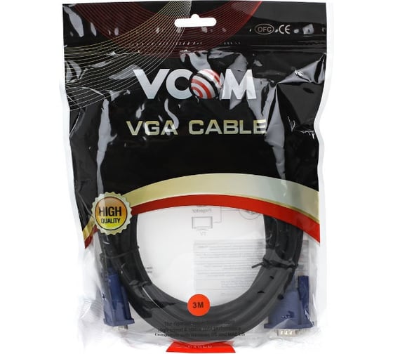 Кабель VCOM VVG6448-3M монитор-SVGA card /15M-15M/ 3.0м, 2 фильтра VVG6448-3MO