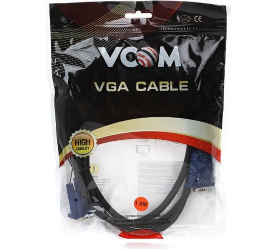 Кабель VCOM VVG6448-1.8M монитор-SVGA card /15M-15M/ 1,8м, 2 фильтра VVG6448-1.8MO