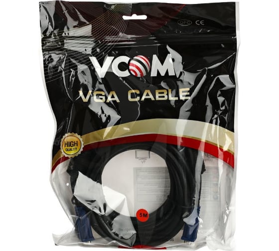 Кабель VCOM VVG6448-5M монитор-SVGA card /15M-15M/ 5.0м, 2 фильтра VVG6448-5MO