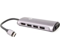 Кабель-адаптер VCOM USB3.1 Type-C/M - HDMI 4K*60Hz +3USB 3.0+RJ45+TF+SD+PD charging CU463