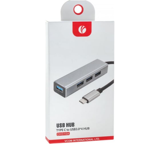 Кабель-концентратор VCOM USB 3.1 Type-C/m - 4 port USB3.0/f, Aluminum Shell DH310A
