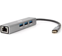 Кабель-концентратор VCOM USB 3.1 Type-C /m - RJ-45+3port USB 3.0/f, Aluminum Shell DH311A