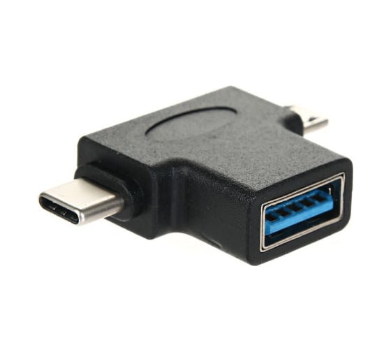 Переходник VCOM OTG 2 в 1, Micro USB 2.0 +Type-C - USB 3.0 A f CA434