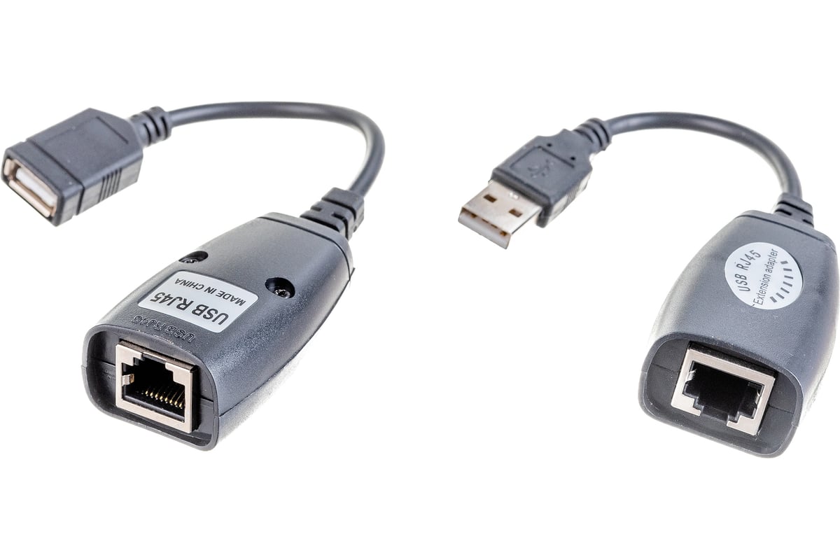 Адаптер-удлинитель VCOM USB-AM/AF - RJ45, по витой паре, до 45m CU824 ...