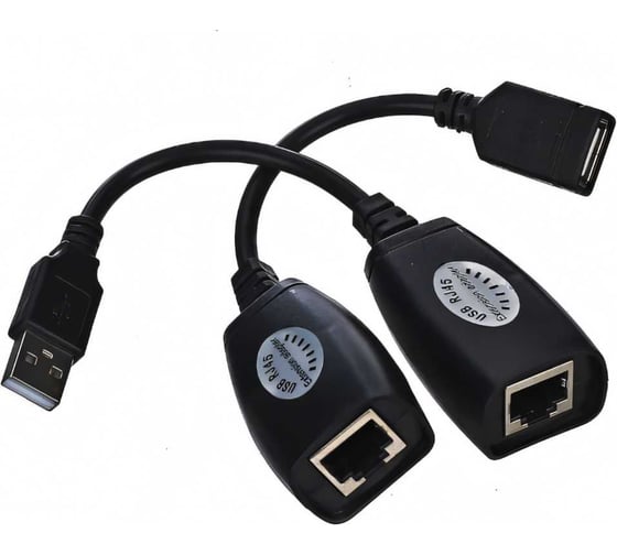 Адаптер-удлинитель VCOM USB-AM/AF - RJ45, по витой паре, до 45m CU824