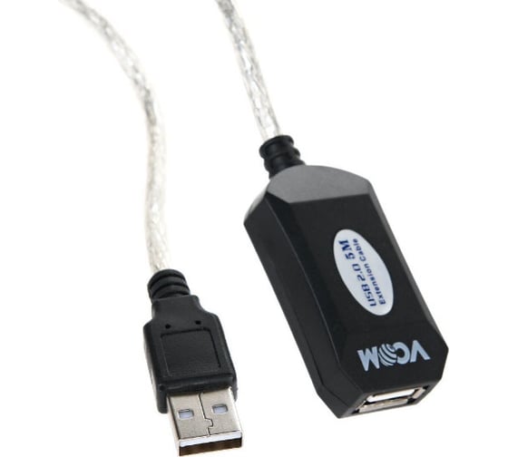 Удлинительный активный кабель-адаптер VCOM USB2.0-repeater Am-Af, 5м VUS7049-5M