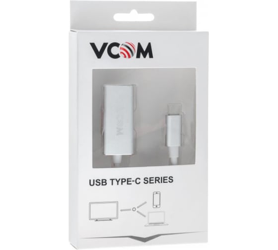 Кабель-адаптер VCOM USB 3.1 Type-C/m - DisplayPort/f, 3840x216060Hz, 10Gbps, Aluminum Shell, 0,15m CU422M