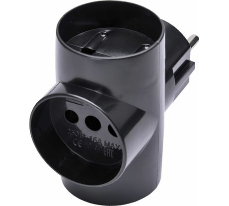 Сетевой разветвитель STEKKER 250В, 10A, IP20, черный, ADP10-15-20 39001