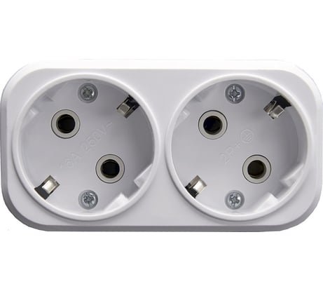 Сетевой разветвитель STEKKER на 2 выхода с/з, 250В,16A, белый ADP16-22-20 39023