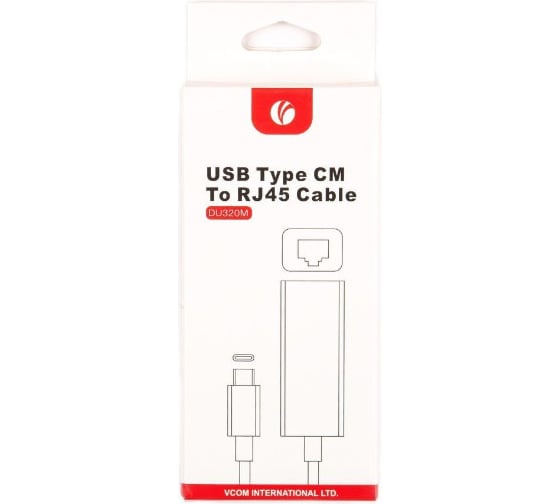 Кабель-переходник VCOM USB 3.1 Type-C - RJ-45, 1000Mbps Ethernet, Aluminum Shell, 0.15м DU320M